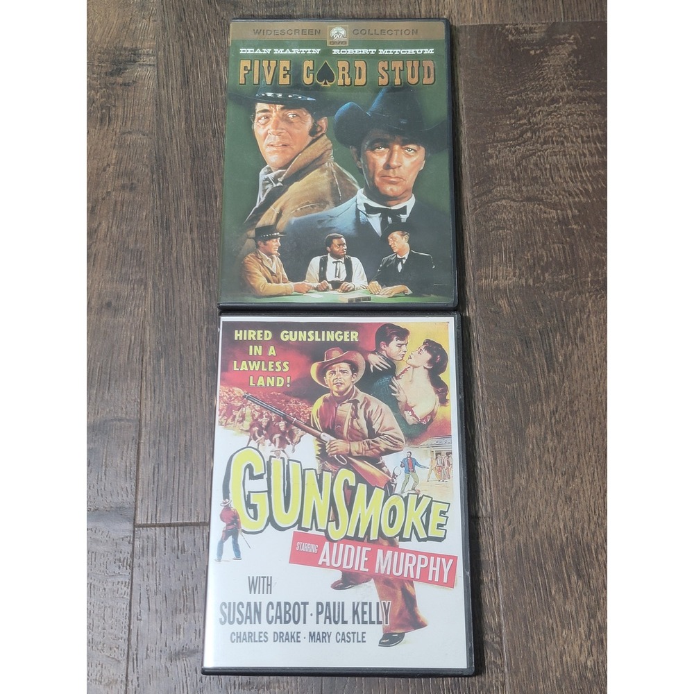 Five Card Stud & Gunsmoke DVD Movie Lot Dean‎ Martin Audie Murphy Westerns